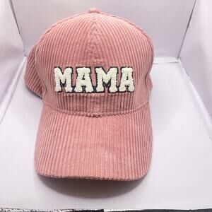 Mirmaru NWT MAMA Corduroy Chenille Adjustable Baseball Cap Hat Blush Pink OS
